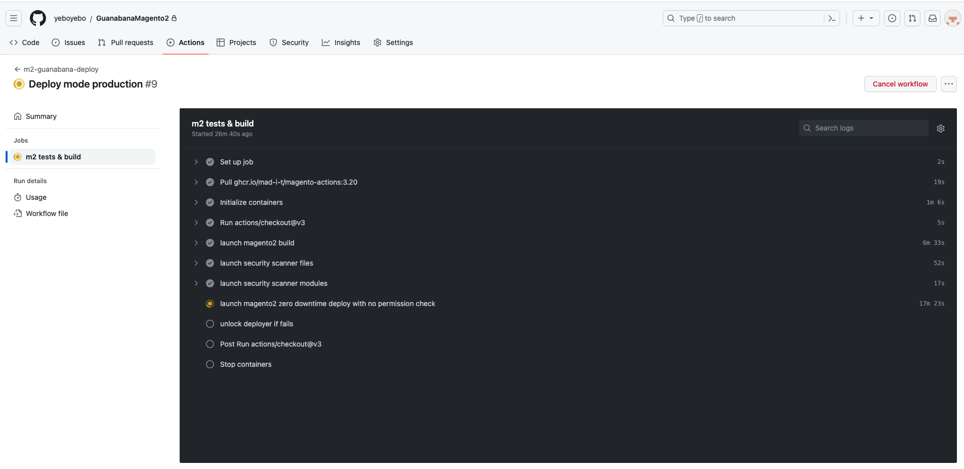 Ejecución en Github