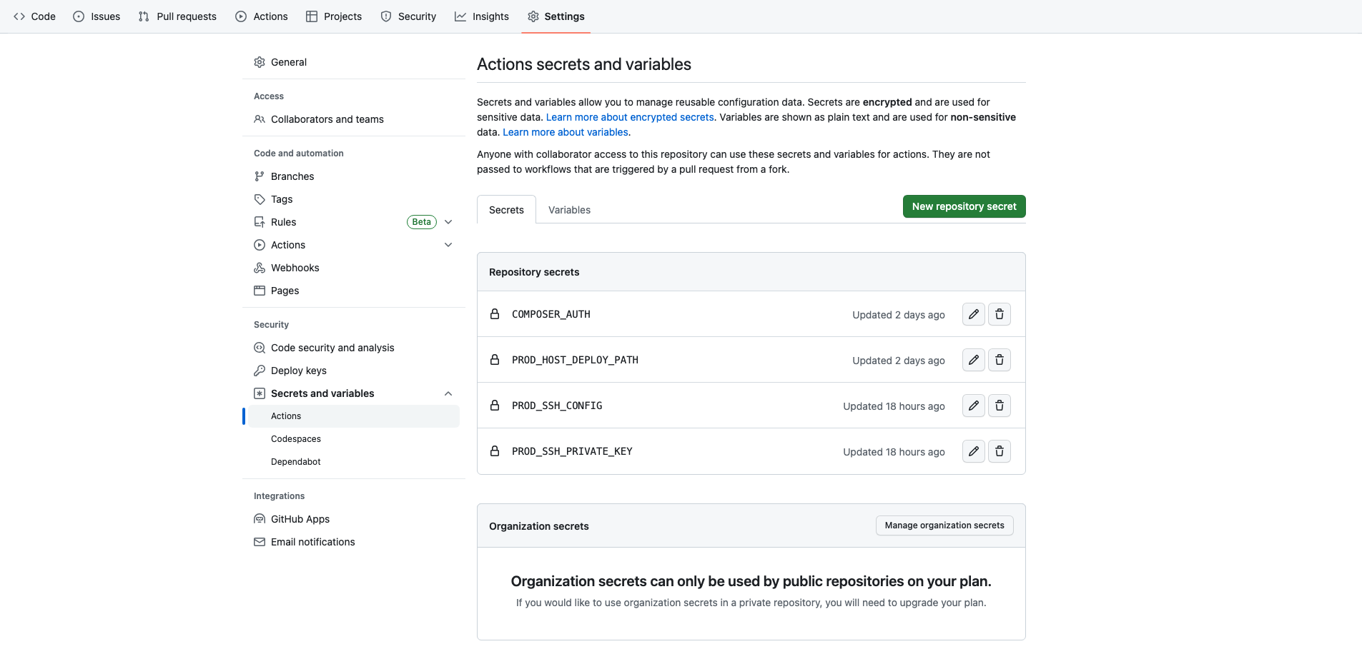 Github Secrets