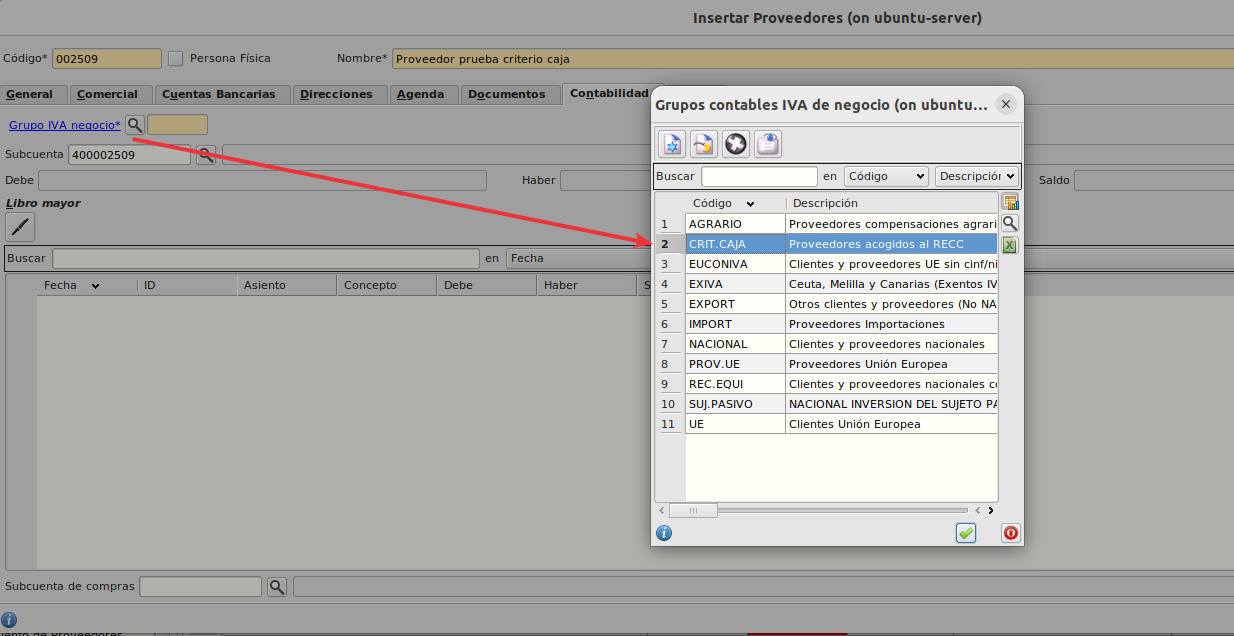 Formulario de proveedor