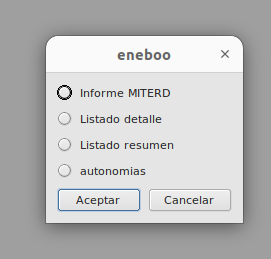 Selección de tipo de informe