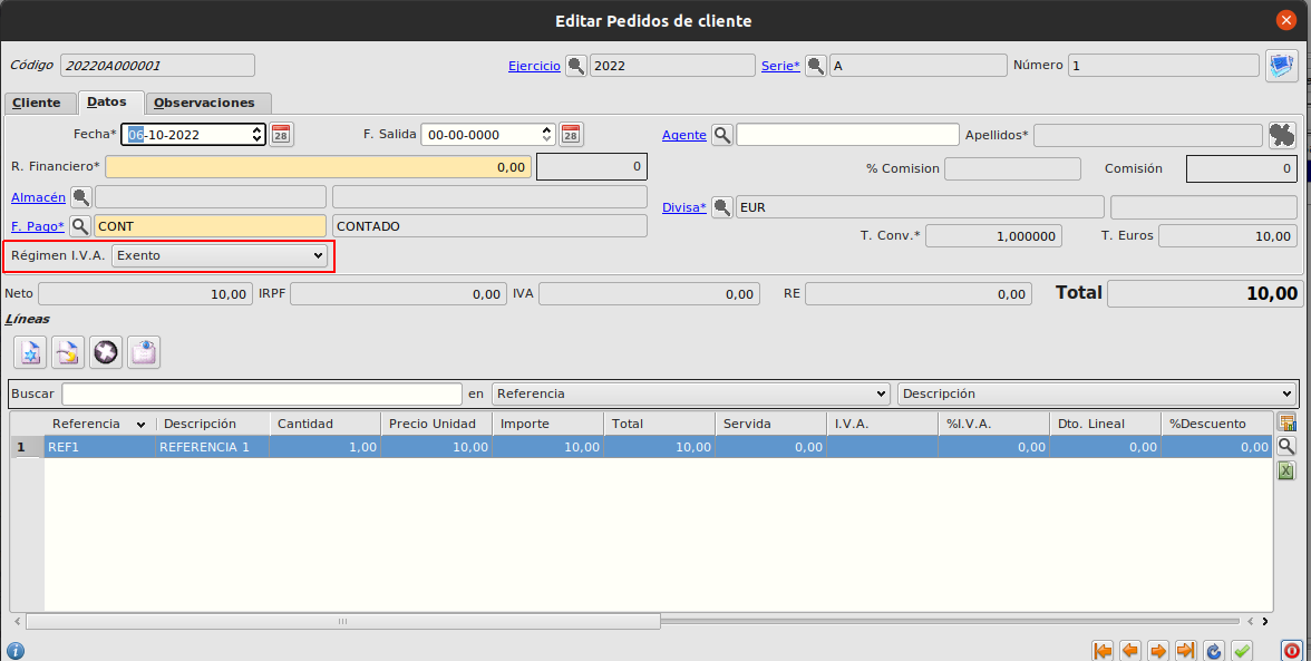 Cabecera documento cliente