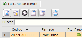 Estado error firma de una factura