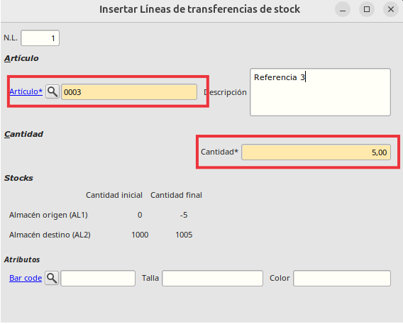 Transferencias de stock
