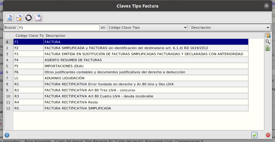 Clave tipo factura