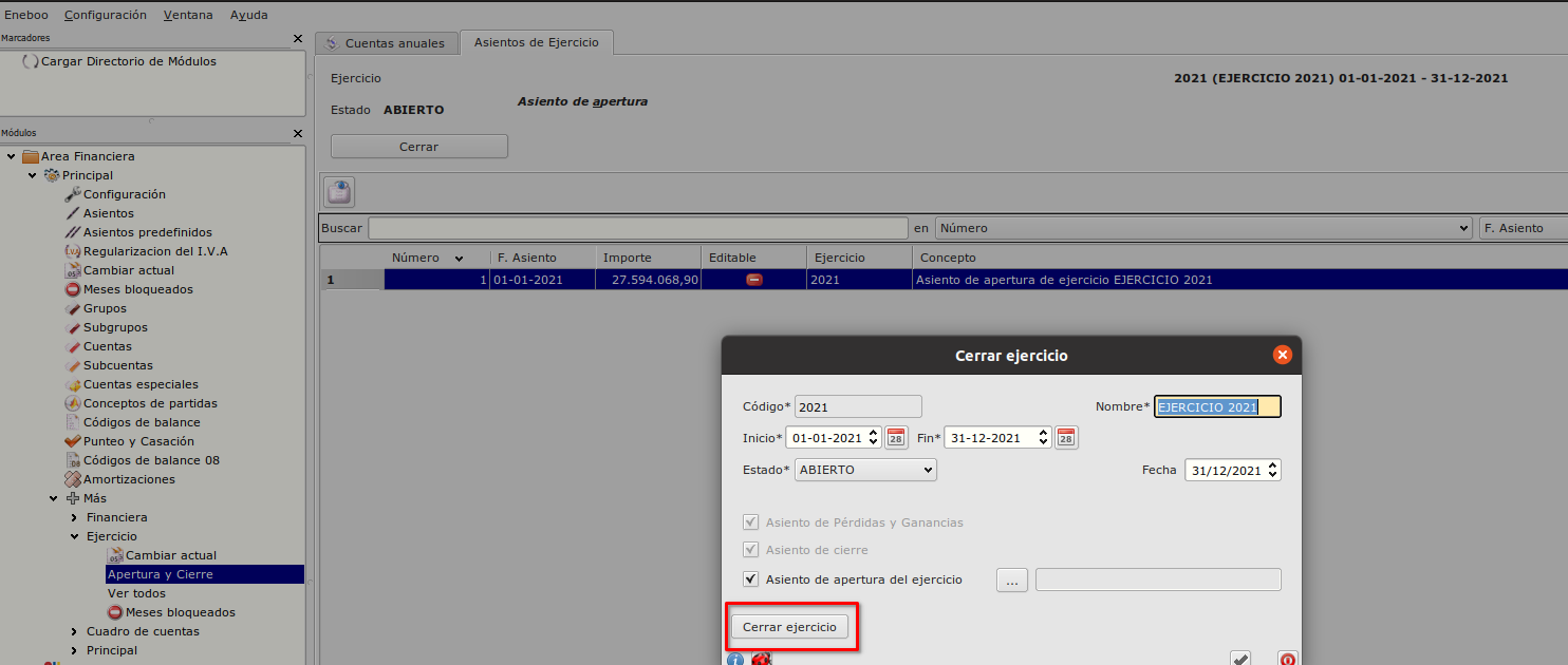 Cerrar Ejercicio 